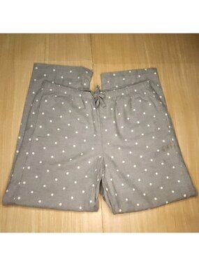 Gap Body Womens Grey White Polka-dot Flannel Lounge Pants Large